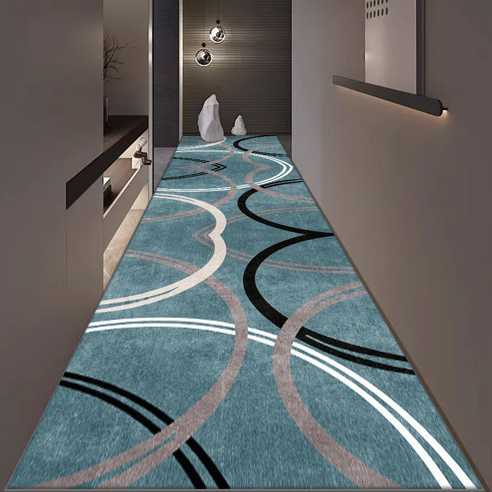 Modern Style Hallway Carpet Nordic Lint-free Stairs Decoration Long Rug Customizable Hotel Hall Corridor Non-slip Mat Easy Clean