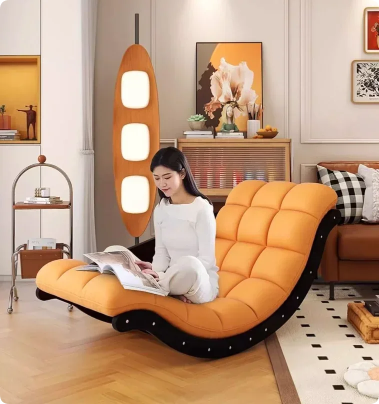 Stylish Banana Rocking, Chair Solid Wood, Comfort Relaxation Vintage, Retro Shake Lounge, Cozy Features Home