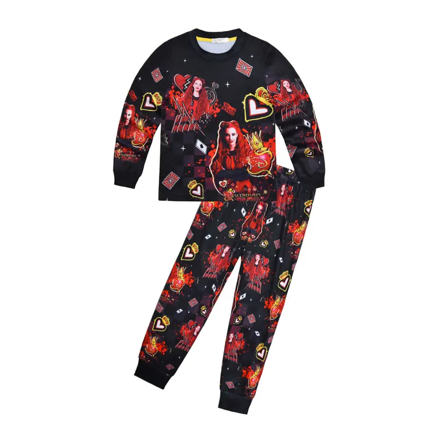 Halloween Descendants 4 Pajamas Set For Teenage Girl Clothes The Rise Of Red Child Cartoon Print Tee Top+Pant 2PC Outfit