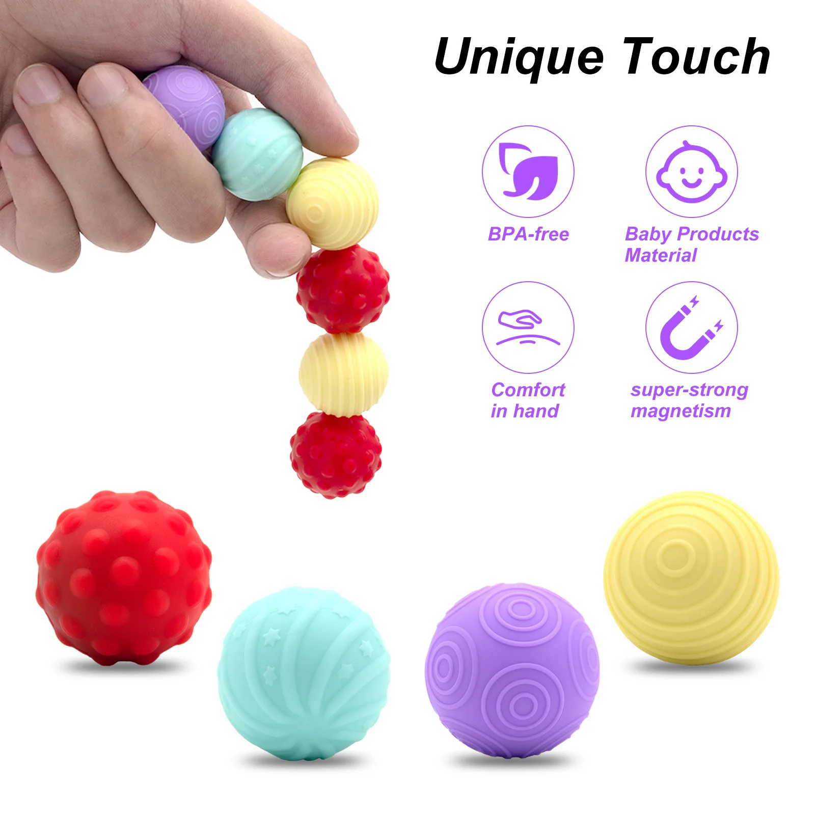 

Silicone Magnetic Sensory Balls Fidget Toy for Autism Calming Fidgeting Toy for Kids Adults Anxiety Relief Stress Sensory Toy