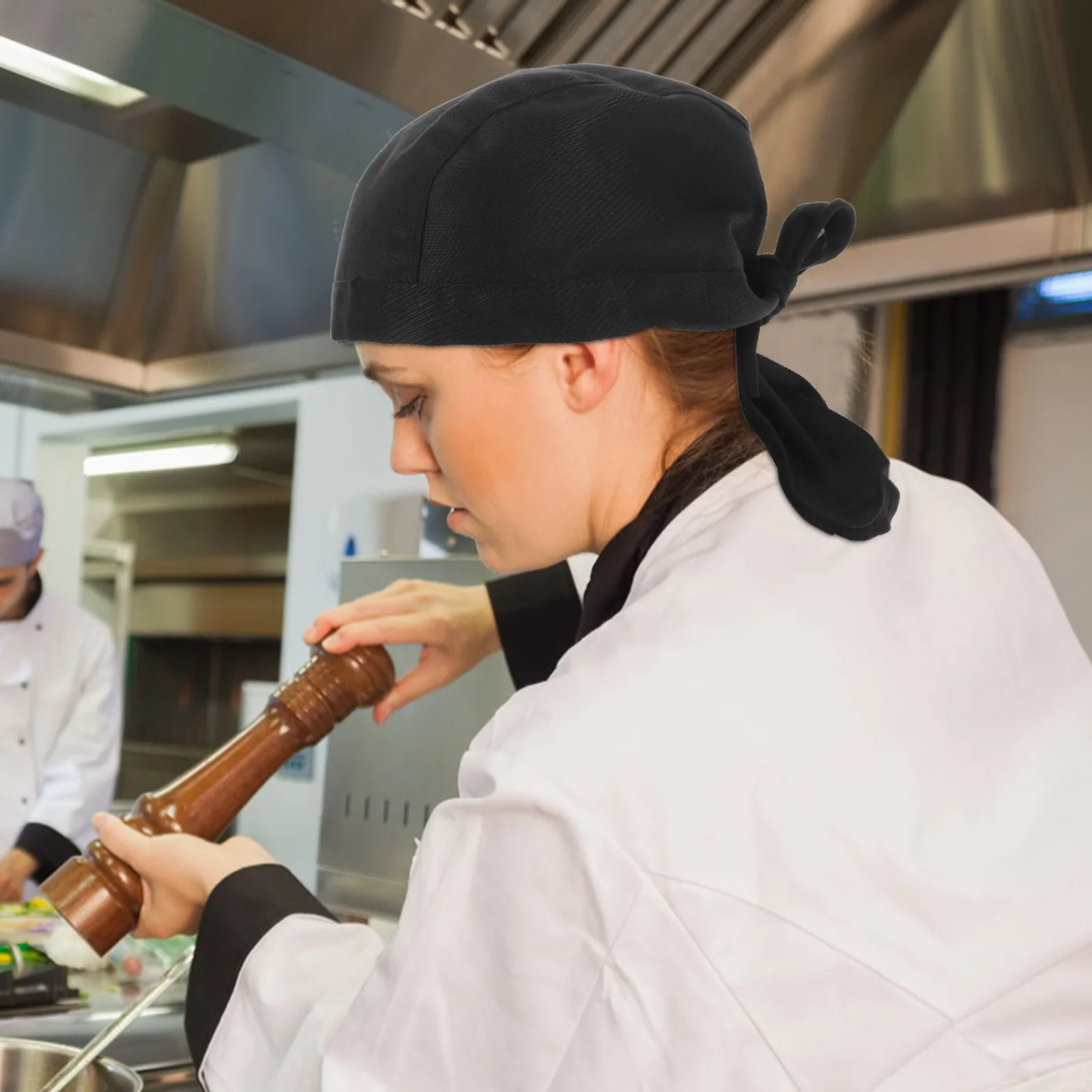 Chef Hat Headbands for Men Headwear Caps Skull Hats Black Cook Working Uniform Kitchen Serving Restaurant