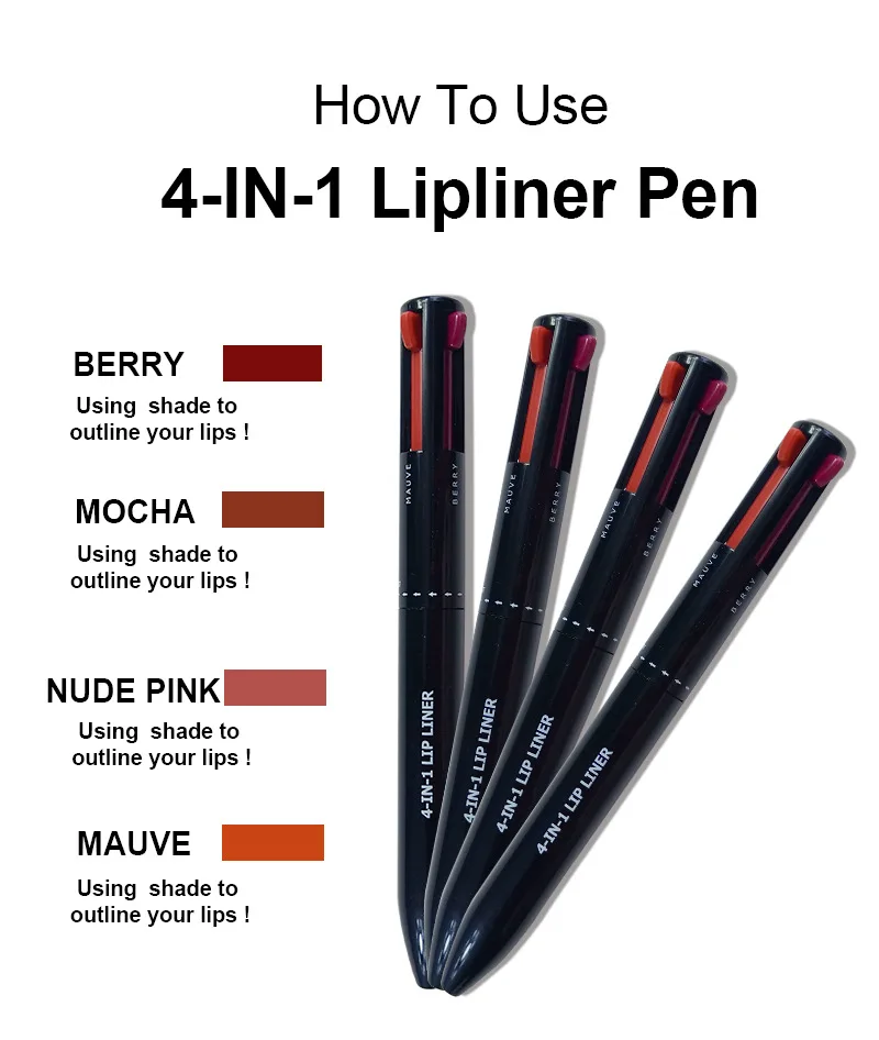 No Logo 4 In 1 matita per trucco Lipliner Waterproof Touch Up penna per Eyeliner a sfera di colore facile di lunga durata cosmetico antisudore