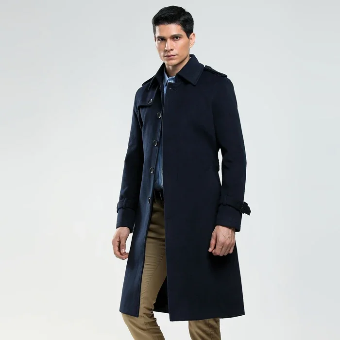 new Brand Single Breasted Woolen Coat Mens Tailor Made 65% Wool Long Jacket England Business Woolen Coat Custom Pea Coat 5XL