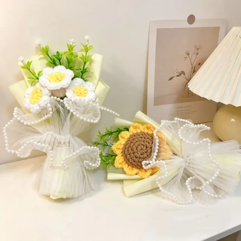15cm Mini Handgemachter Häkelblumenstrauß Künstliche Blumen Valentinstag Muttertag Romantisches Geschenk Tischdekoration – Detail 3