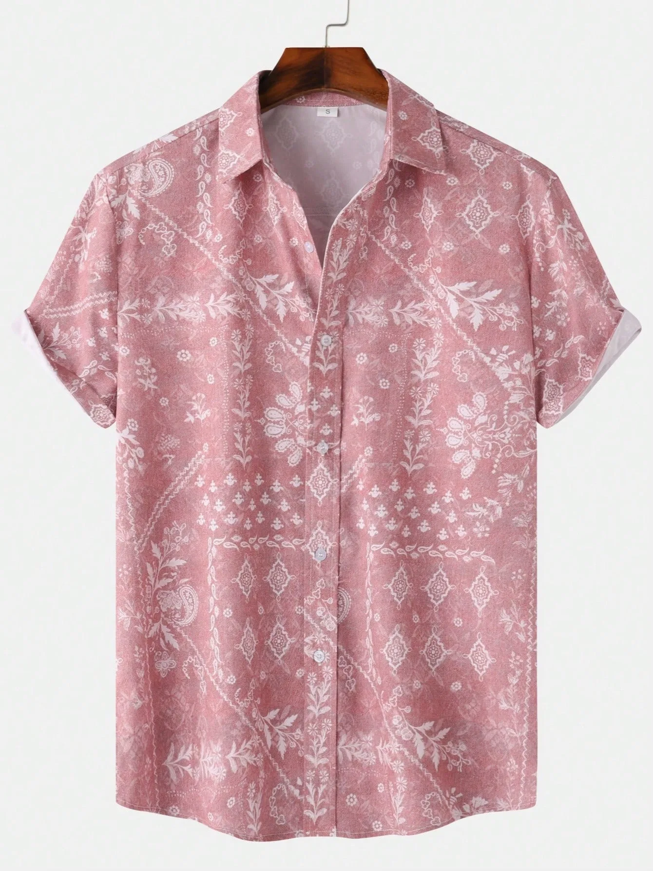 

Mens Shirt Bohemian Ethnic Style Print Short Sleeve Top Retro Paisley Mens Shirt