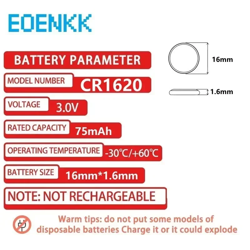 2-10PCS CR1620 3V Lithium Battery Watch Button Battery Compatible with for Watch Key Fob Calculator Car Remote Control Toys etc