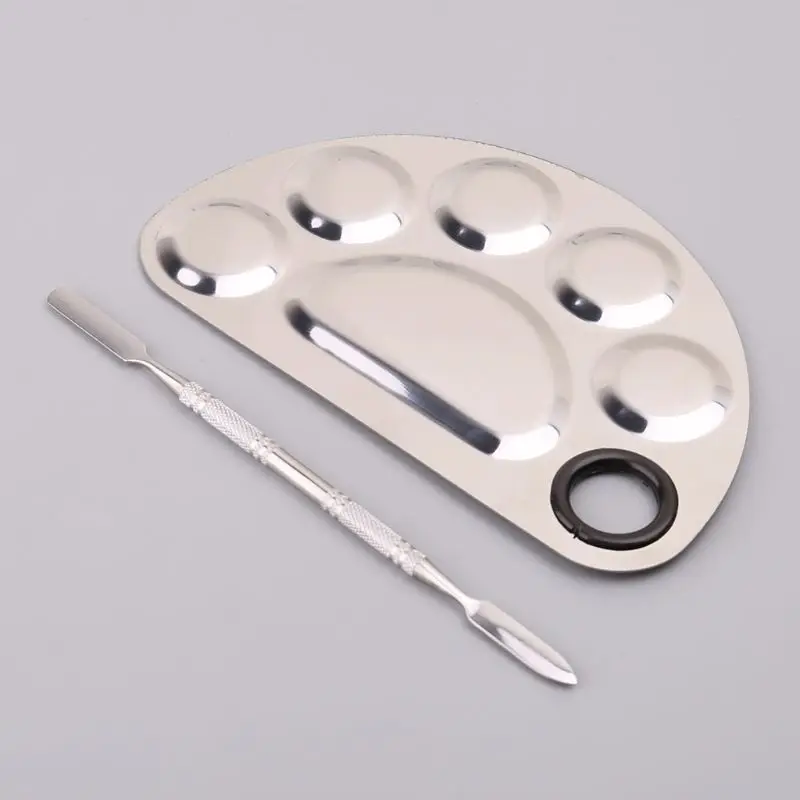 Stainless Steel Paint Tray Mixing Rod Spatula Set For Nail Art Supply
