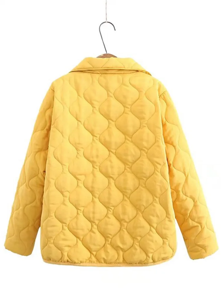 Plus Size Women's Clothing Autumn/Winter Lapel Coat Solid Color Long-Sleeved Jacket Wavy Quilted Lines Large Size Short Coat 4XL