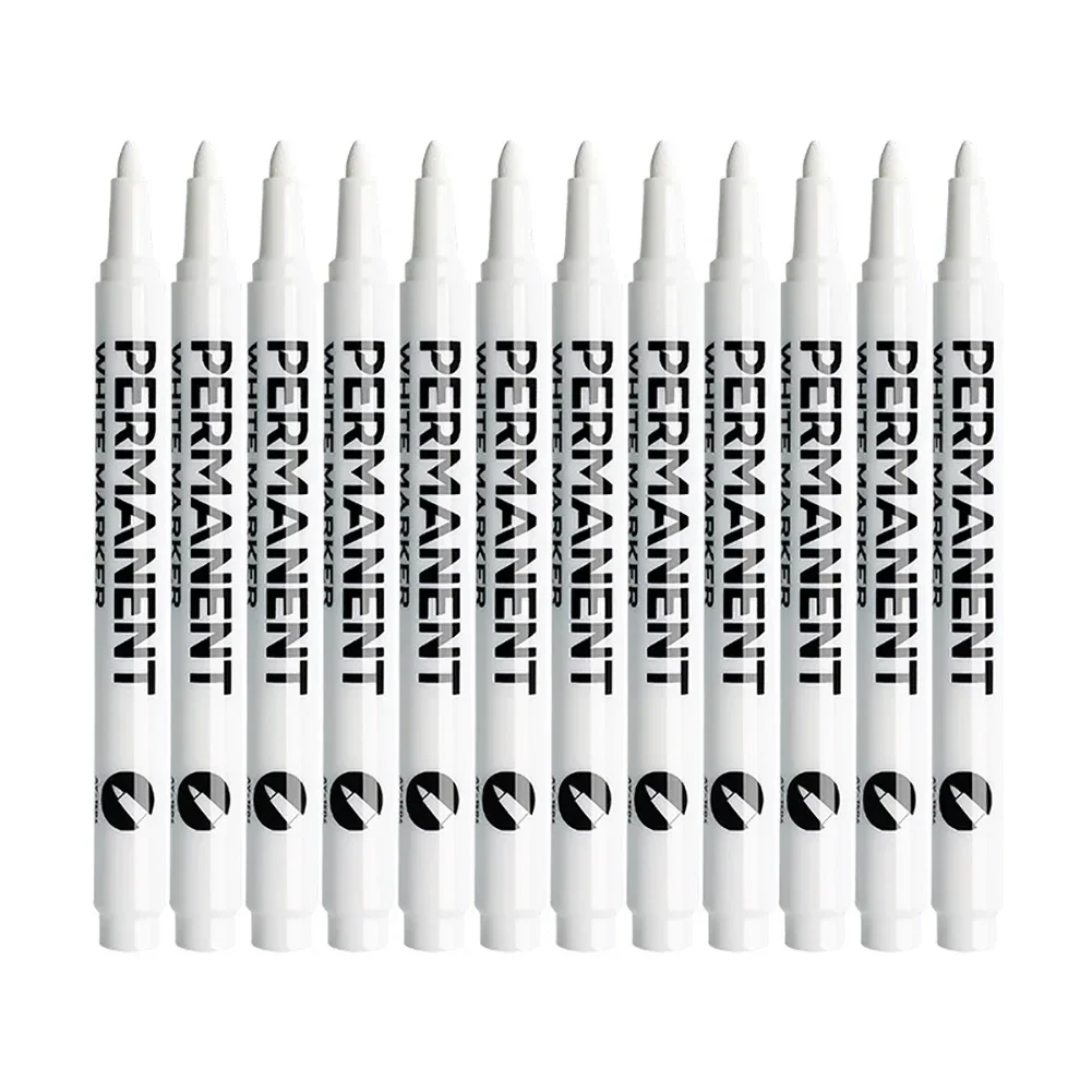 1/12Pcs White Marker Pen Paint Oily Waterproof Tire Painting Graffiti Pen Permanent Gel Pen For Fabric Wood Leather Marker 1.0mm