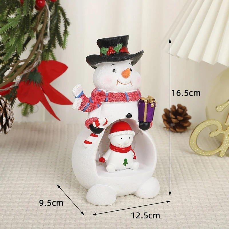 Festives Fireplaces Mantles Ornament Resins Figurine with LED Christmas Trees Santa Snowmans Resins Ornament