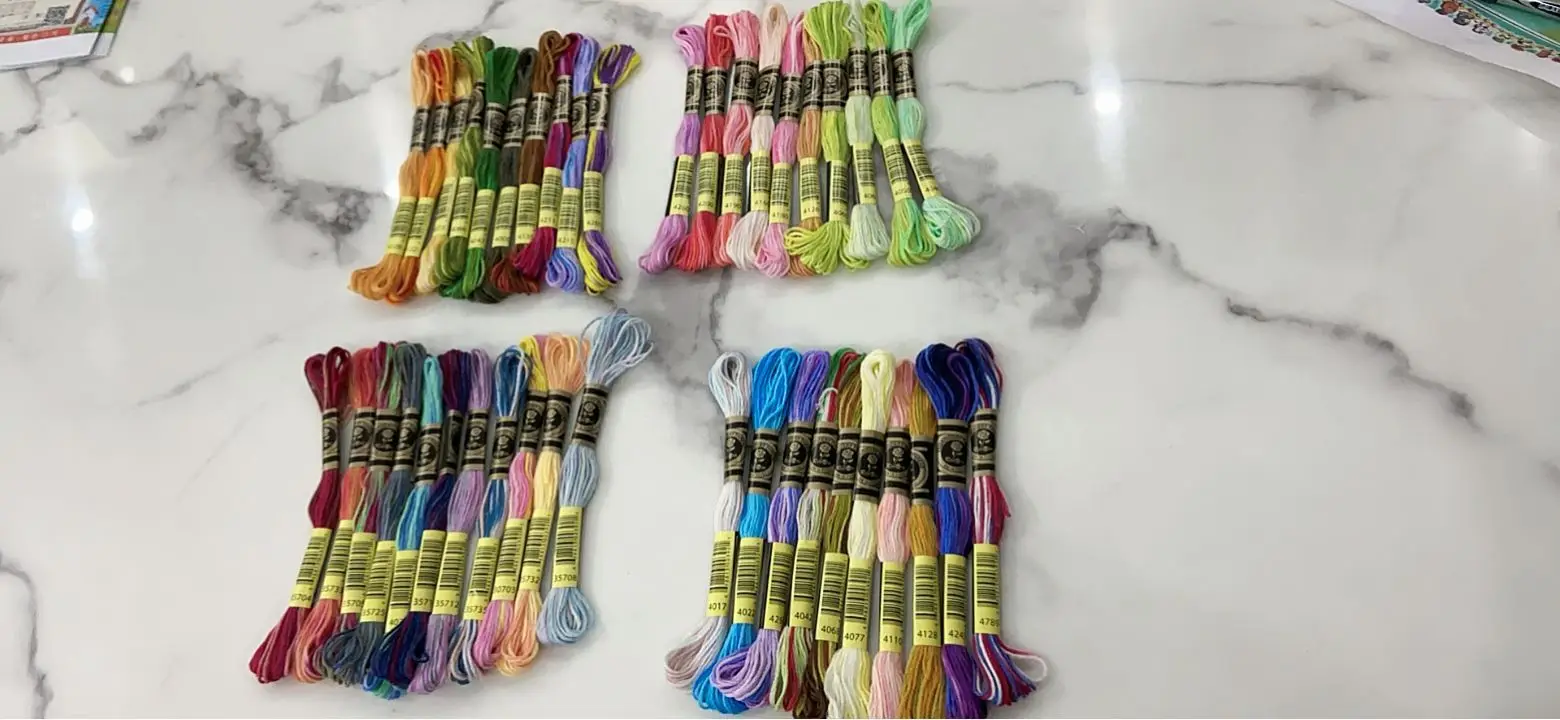Variegated Cotton Embroidery Floss 6 Strands 8 Meters Per Skein Color Variation Cross Stitch Thread 41 DMC Colors In 4 Sets