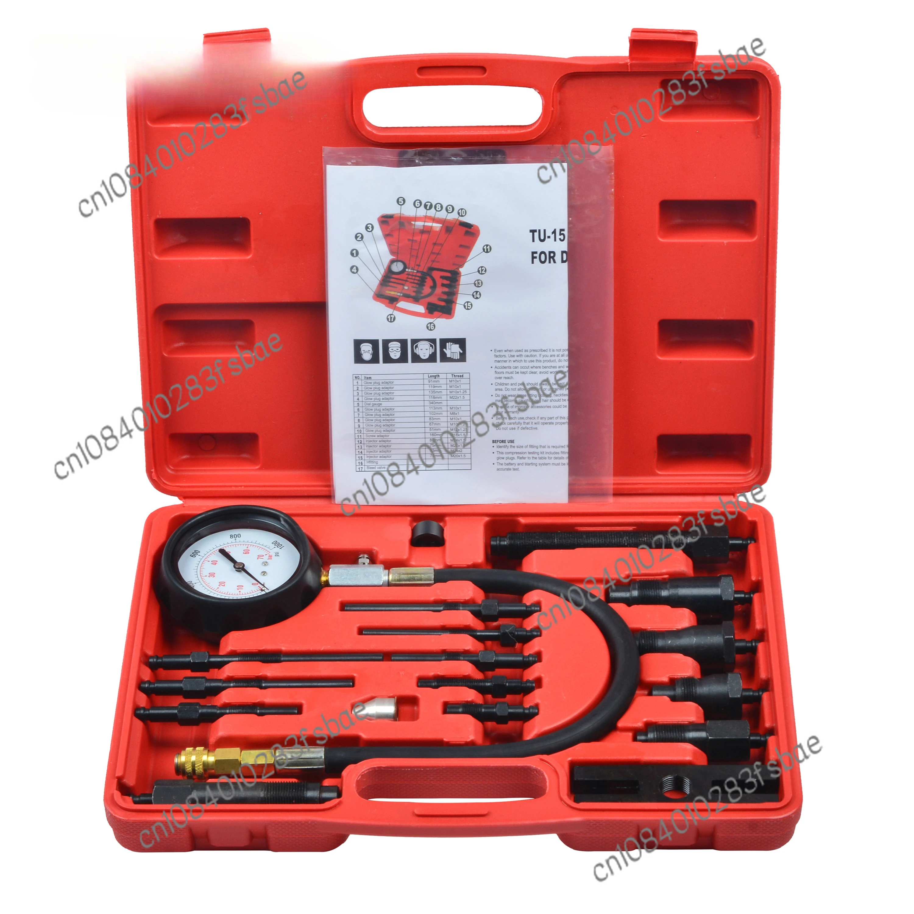 

Detection Table Tester 17pc Diesel Engine Cylinder Compression Pressure Tester Gauge Tool Kit Set