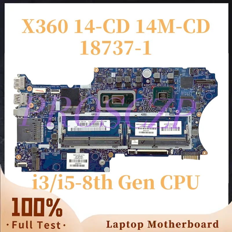 18737-1 pour HP Pavilion X360 14-CD 14M-CD L36451-601 L36451-001 L37627-601 carte mère d'ordinateur portable MX130 2GB GPU DDR4