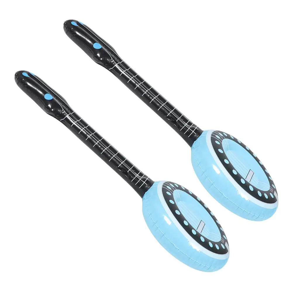 2 個インフレータブル楽器子供のおもちゃバンジョースカイブルー PVC パーティー小道具子供ステージ用品知育玩具