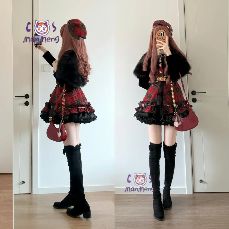 

Игра Свет и Ночь MC женский ведущий Косплей Костюм Главный герой Хэллоуин Вечеринка Женская мода Клетчатое платье Шляпа Комплект реквизита