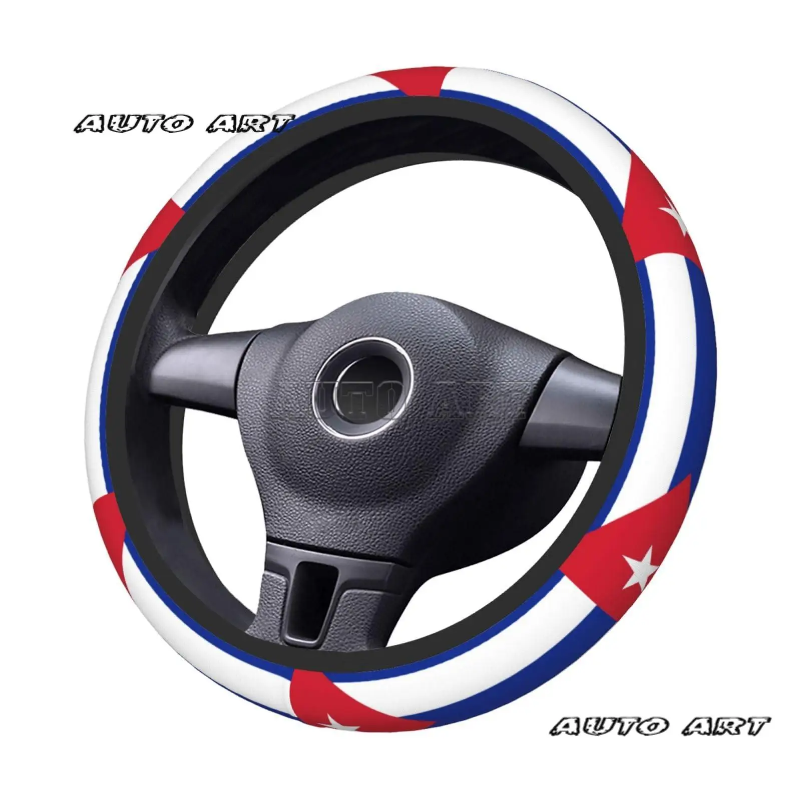 Cuban Flag Universal Steering Wheel Covers Cute Car Accessories for Women Girls Car Truck