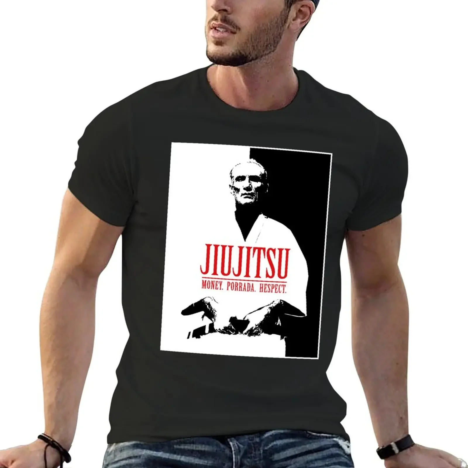 

Jiujitsu - Helio Gracie Scarface style T-Shirt tops custom t shirt mens cotton t shirts