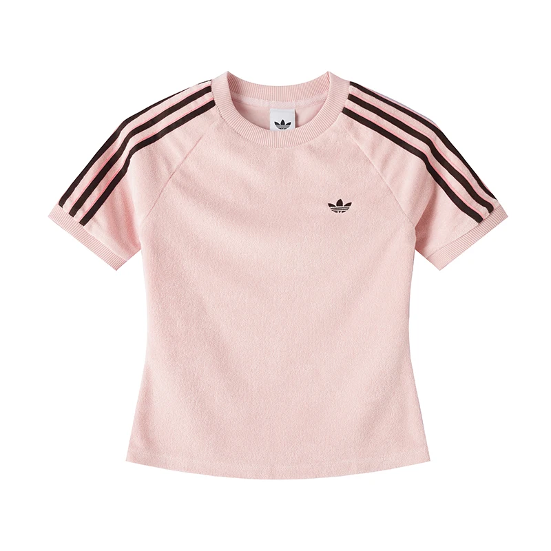 Adidas pink T-shirt for women, casual, breathable, sporty, short-sleeved, KD1410