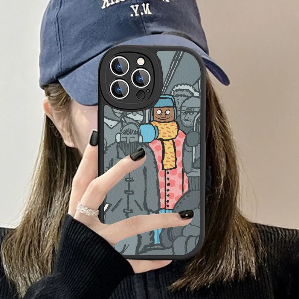 Art Design Jean Jullien Phone Case Hard Leather For iPhone 15 14 13 12 Mini 11 14 Pro Max Xs X Xr Plus Fundas