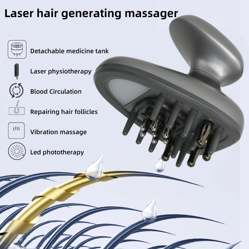 RF Laser Hair Growth Massage Comb Anti Hair Loss Therapy Infrared Red Light EMS Massager Hair Care Hair Brush Radio frequency