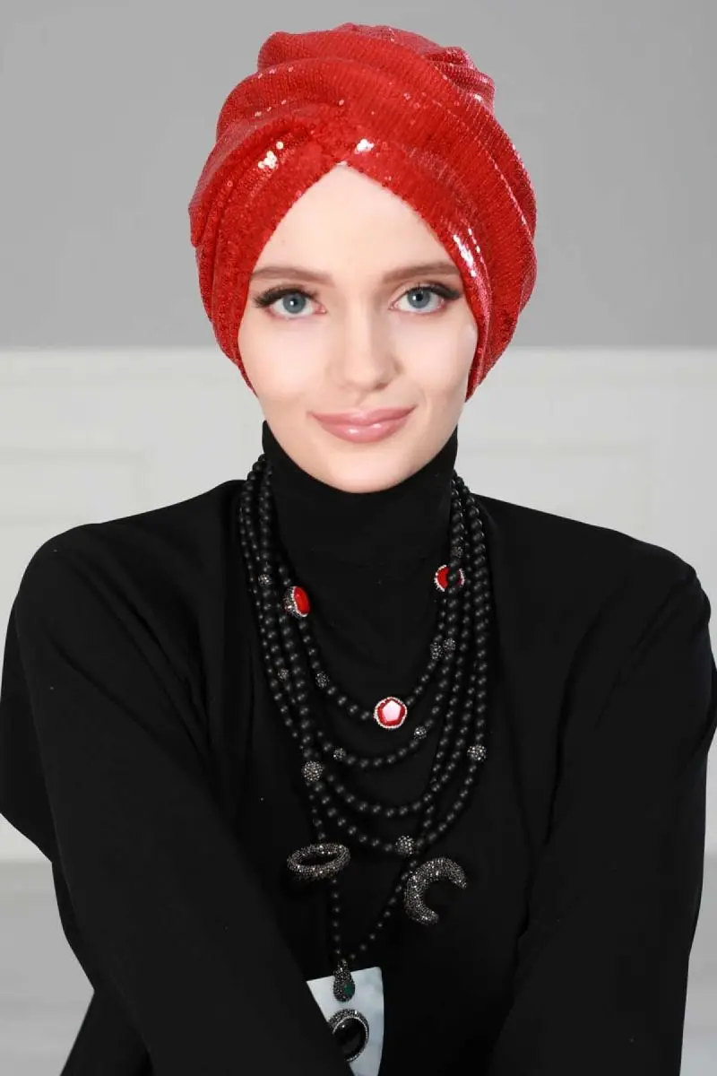 osso hijab sequined vermelho