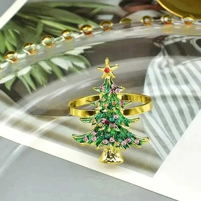 Christmas Tree Napkin Ring Festive Dining Table Decoration Buffet Banquet Party Supplies for Holiday Family Gathering and Home