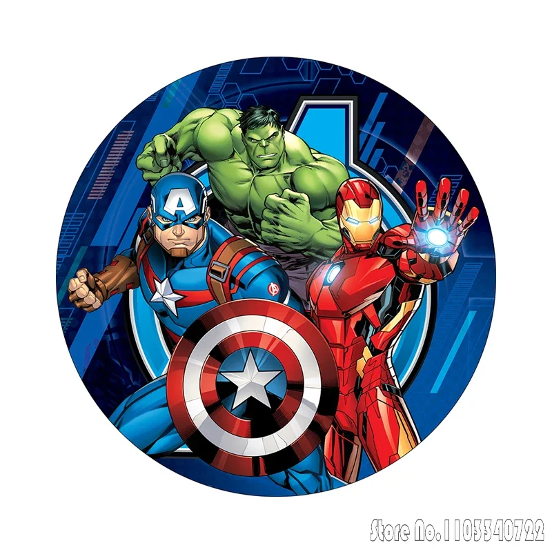 Anime Spiderman Avenger Hulk Rug Round Carpet 80cm Chair Non-slip Floor Mat Crawling Game For Kids Living Room Decor