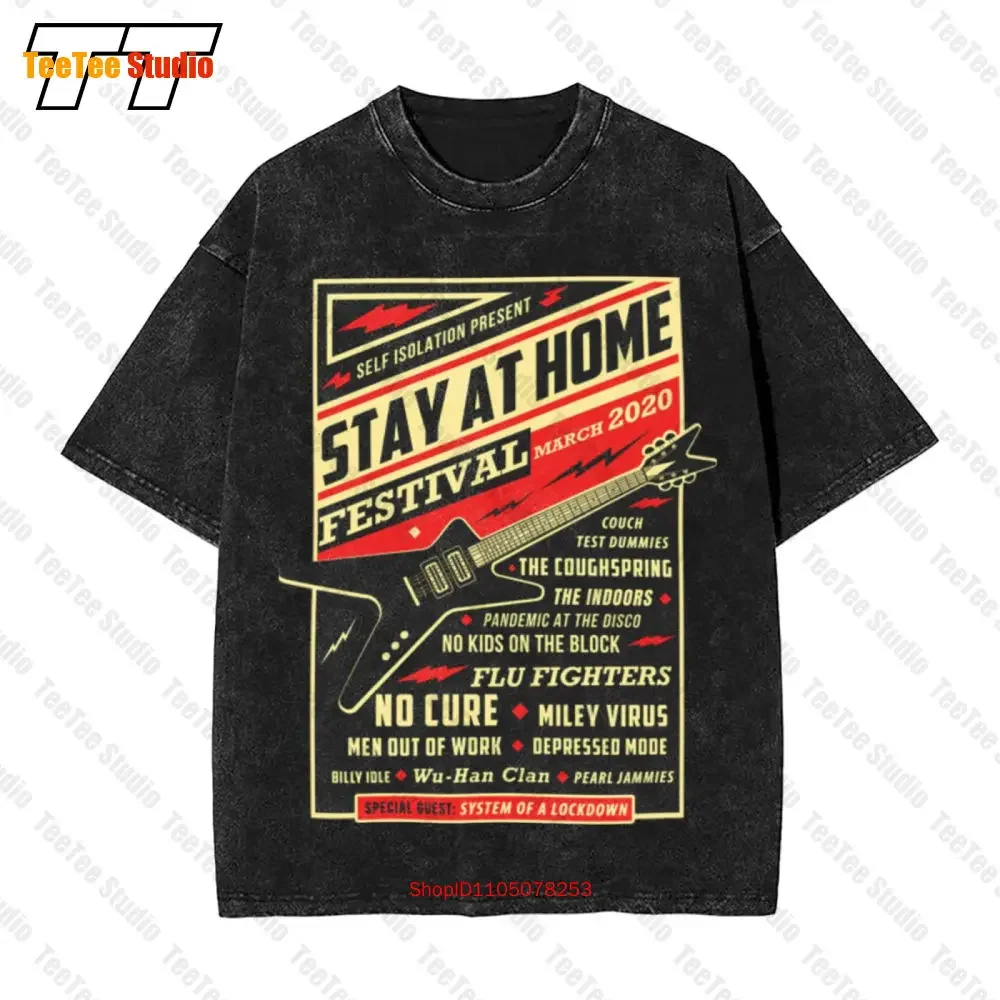Stay At Home Festival Kids Lock Down Parody Music Vintage Oversized T-Shirt 4Z8R