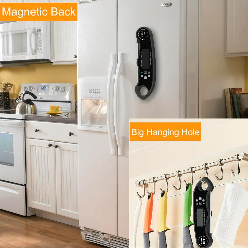 ميزان حرارة اللحوم المريح عالي السرعة للغاية ومقاوم للماء للشواية والمطبخ والشوي في الهواء الطلق وإعدادات الشواء - عيار متعدد الاستخدامات