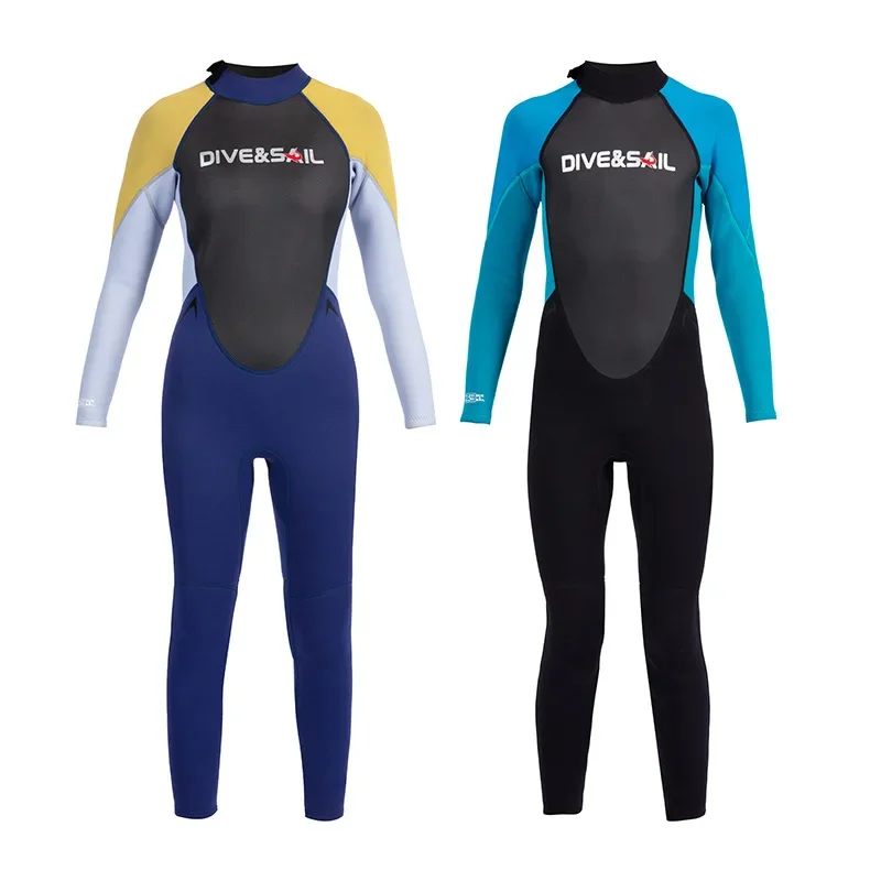 Children\'s 2.5MM Neoprene Diving Suit One Piece Long Sleeve Wetsuit Youth Boys Girls Surfing Snorkeling Winter Swimming Swimsuit