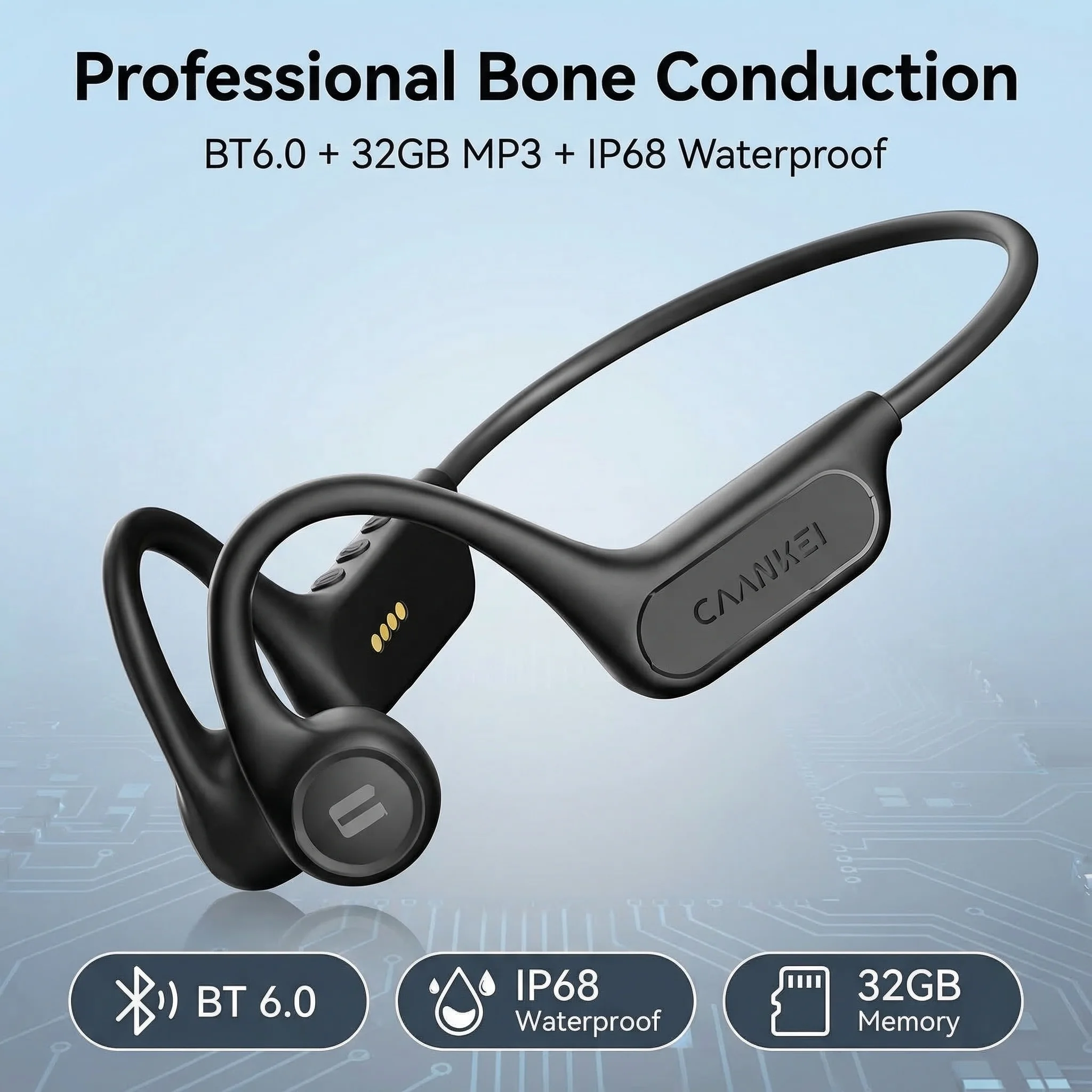 

# Водонепроницаемые беспроводные наушники с костной проводимостью IPX8, Bluetooth 5.4, 32 ГБ памяти, MP3-плеер, HIFI-музыка, спортивные наушники для плавания с микрофоном