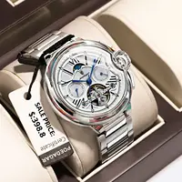 Reloj POEDAGAR de lujo para hombre Tourbillon fecha semana reloj de acero inoxidable para hombre relojes militares mecánicos automáticos impermeables para hombre