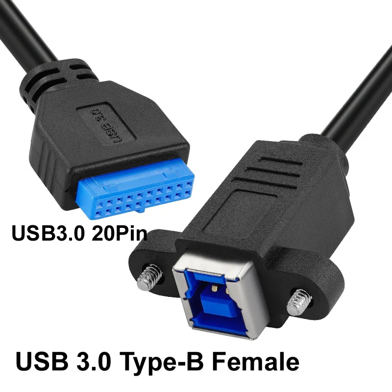 30CM USB 3.0 TYPEC A Type B Micro B 20 PIN  Male & Female 5gbps To Usb 3.0 Type B Female Panel Mount Screw Adapter Cable For ha