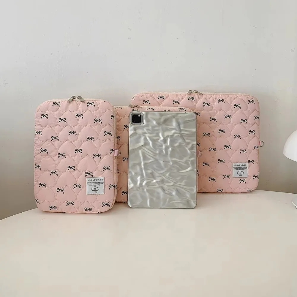 1 PC New Bow Print Laptop Bag 11 /14 /15 Inch Love Embroidery Computer Bag Large Capacity Shockproof Laptop Sleeve Case