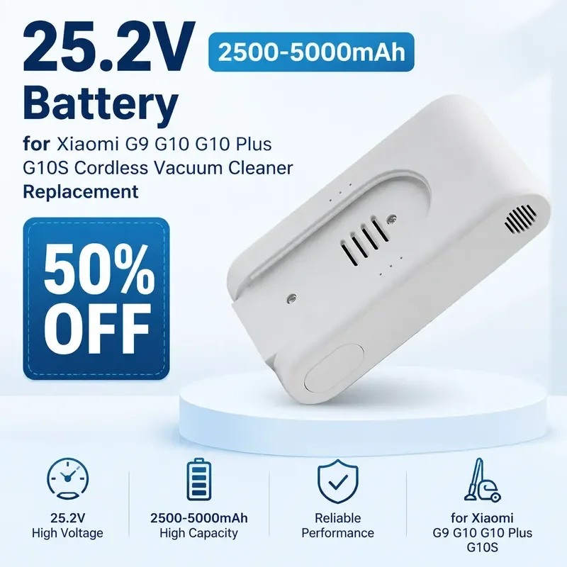 

25.2V 2500-5000mAh Battery for Xiaomi G9 G10 G10 Plus G10S Cordless Vacuum Cleaner Replacement
