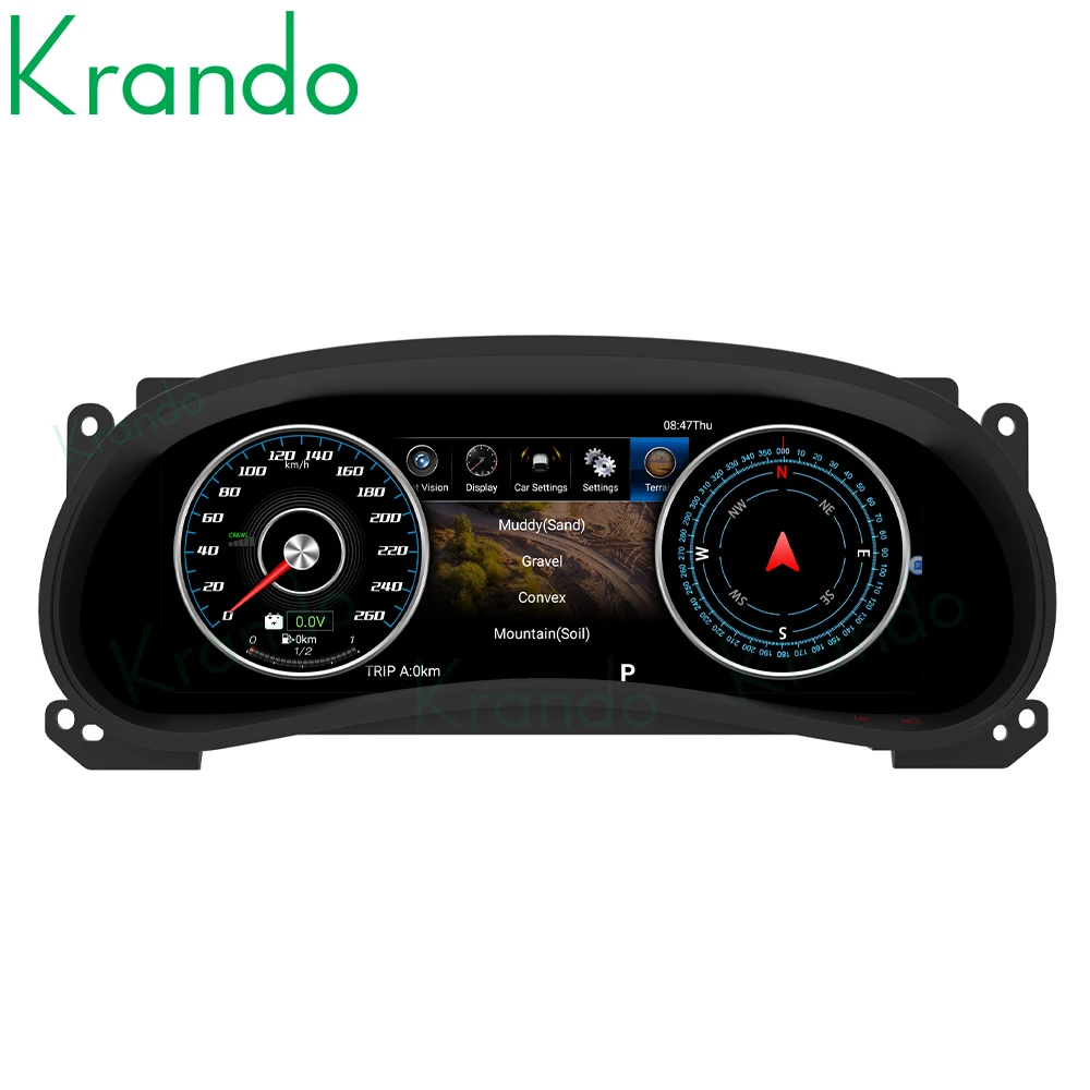 Krando 12.3 Inch Android Digital Cluster For Jeep Wrangler JK 2010-2017 LCD Dashboard Panel Virtual Instrument CockPit