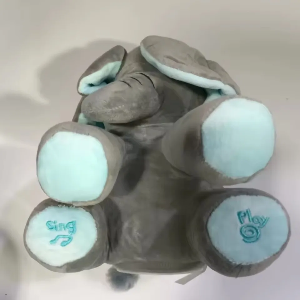 الرسوم المتحركة ألعاب الفيل أفخم الغناء الفيل مع آذان تتحرك الكهربائية ألعاب من نسيج مخملي لطيف الفيل دمية على شكل حيوانات محشوة للطفل هدية #6