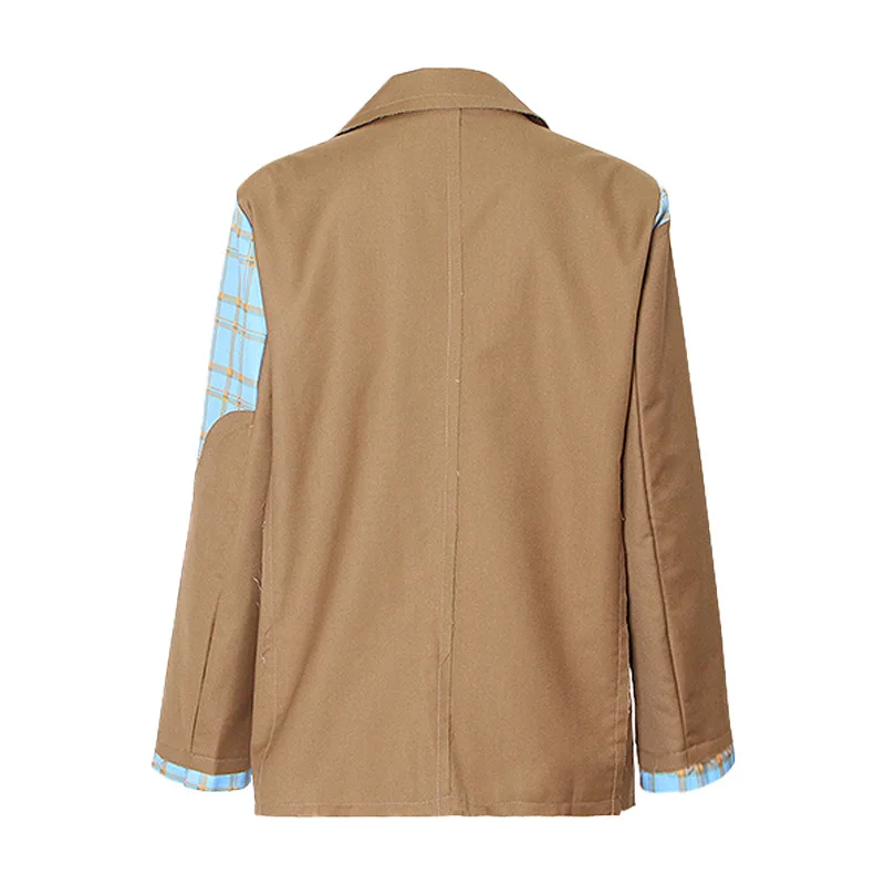 

Australian trendy design jacket fashion lapel long-sleeved chain contrasting color splicing versatile suit ropa mujer outerwears