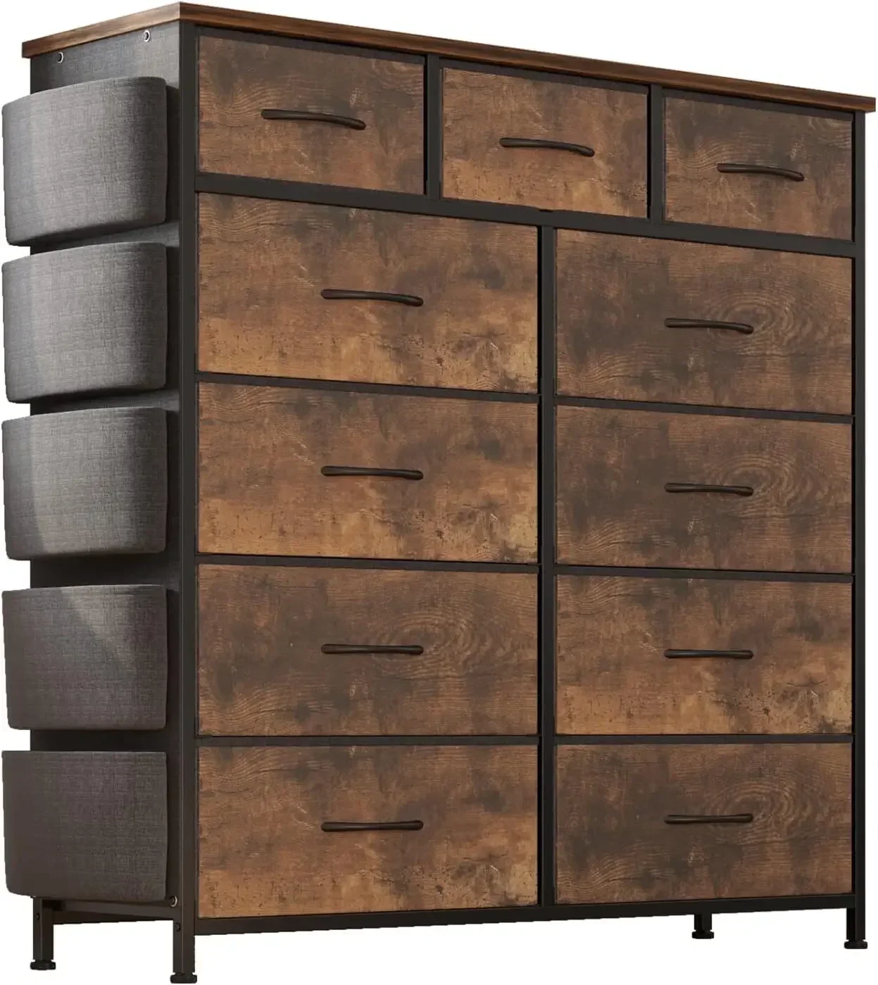 

Dresser for Bedroom with 11 Drawer, Dressers & Chests of Drawers with Side Pockets, Hooks, Fabric Storage Drawer, Steel Frame