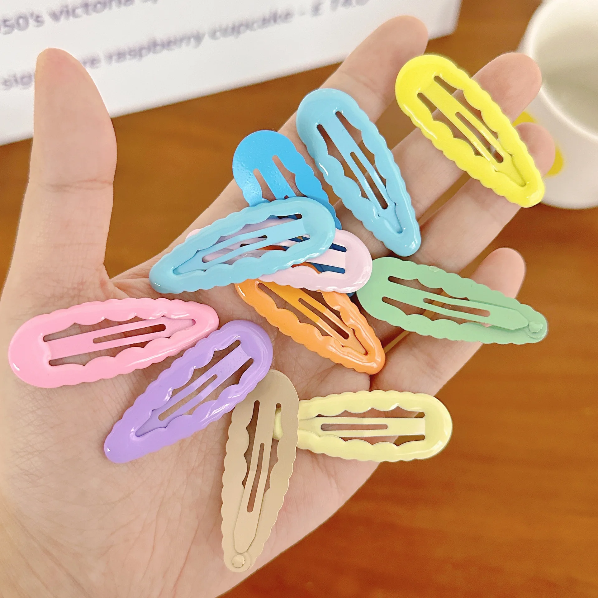 Mixed packs Drop Shaped Hair Clips Child Metal Hairgrip Solid Color Kids Snap Hairpins Hair Barrettes Colorful Hair Accessories