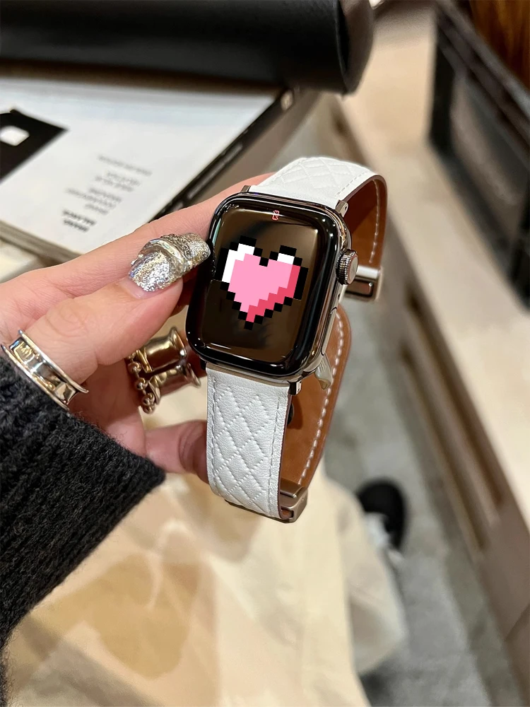 Correa magnética de lujo para Apple Watch Ultra 2, 49MM, 44MM, 40MM, 42MM, 38MM, 45MM, correa de cuero suave para iWatch 9 8 7 6 SE 5 4