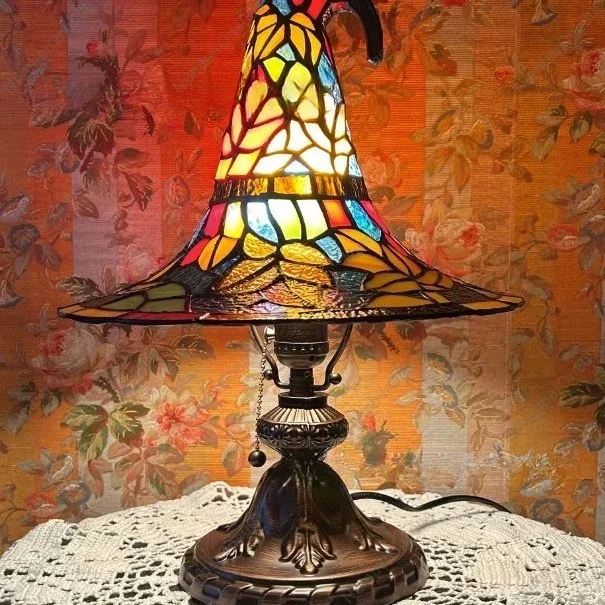 Cross-border New Stained Glass Witch Hat Lamp Decorative Light Living Room Interior Bedroom