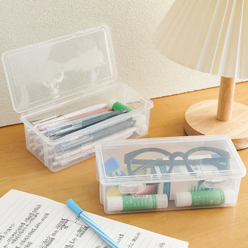 PP Material Transparente Pencil Box, Maquiagem Brush Box, Bolsa de papelaria, Lápis Caso Suprimentos, Armazenamento, 1Pc