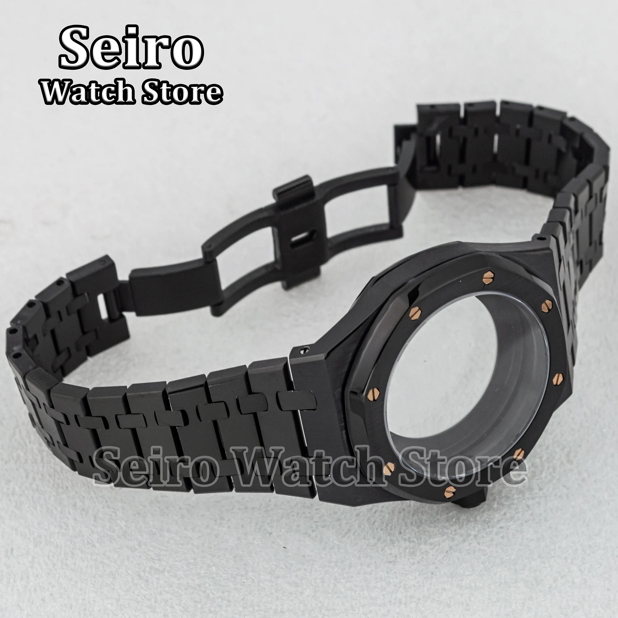 Waterproof Stainless Steel Octagon Watchcase, NH35 Case Strap, 42mm, PVD prata, ouro preto, ouro rosa, NH36 Movement Parts, 100m