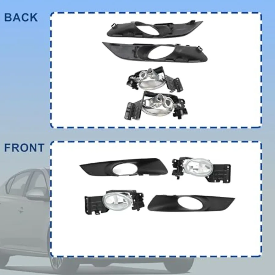 4 قطع من مصابيح الضباب المصد الأمامي الأسود ومجموعة غطاء لتعزيز الرؤية ومظهر أنيق متوافق مع هوندا أكورد 3.5 لتر #6