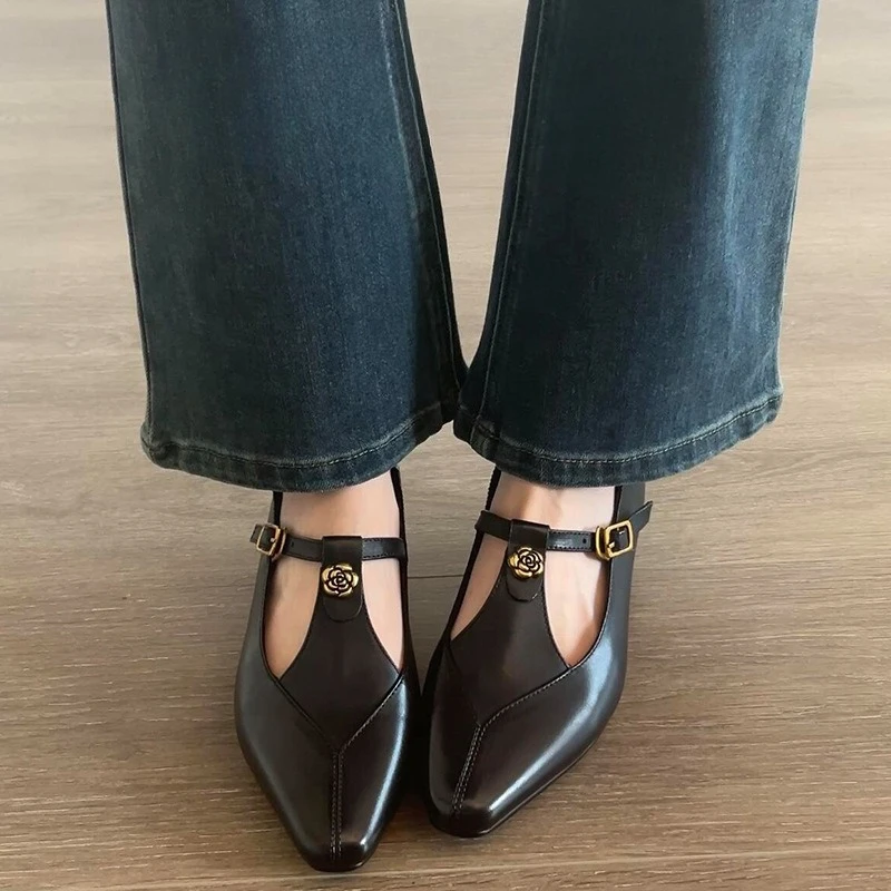 

Retro Women Shoes Fashion Classic Genuine Leather Low Heels for Woman Exquisite French Casual Shoe Designer Shoes Zapatos Mujer