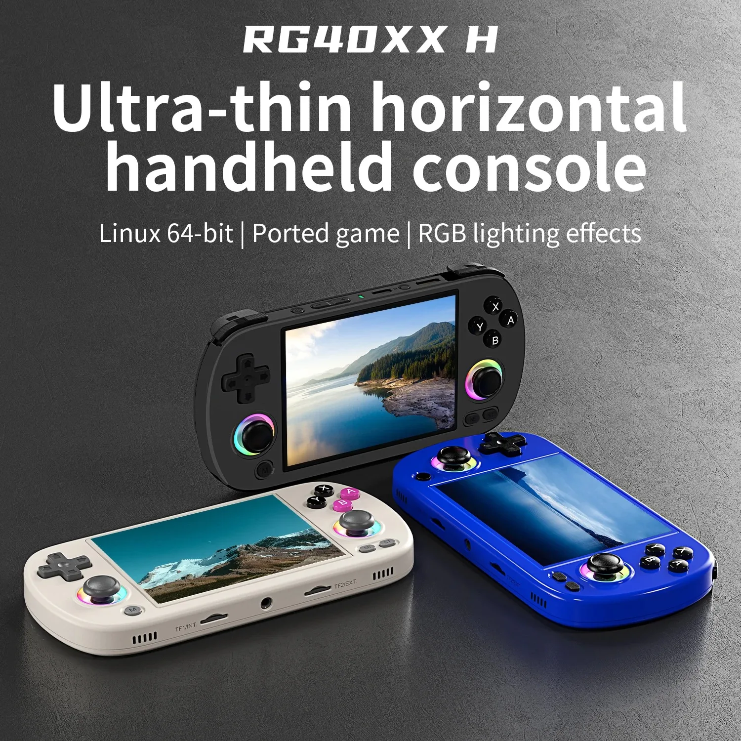 

RG40XX H handheld game console 4.0 inches 640*480 IPS screen 3200mAh 64-bit system with RGB light built-in 5000+ games RG40XX H