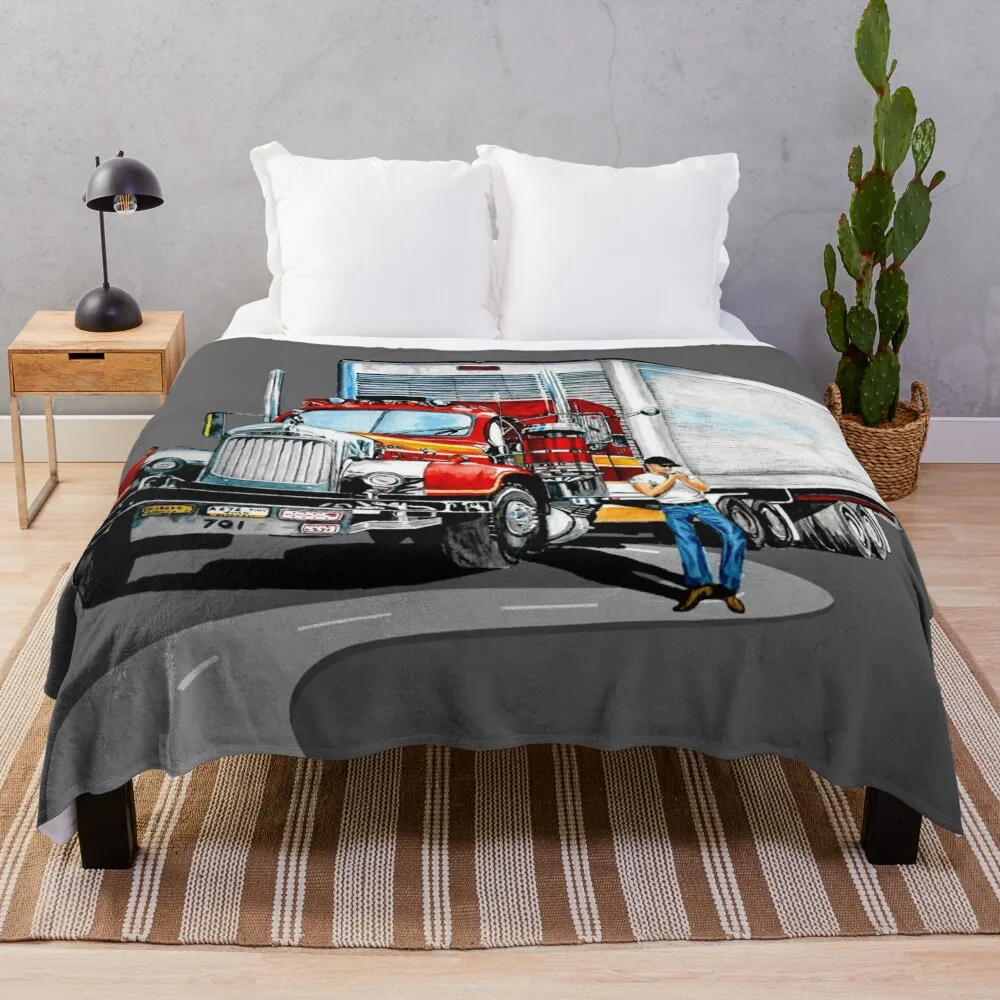 

Truck and trailer Throw Blanket Bed Fashionable Camping Extra Large Throw Blankets