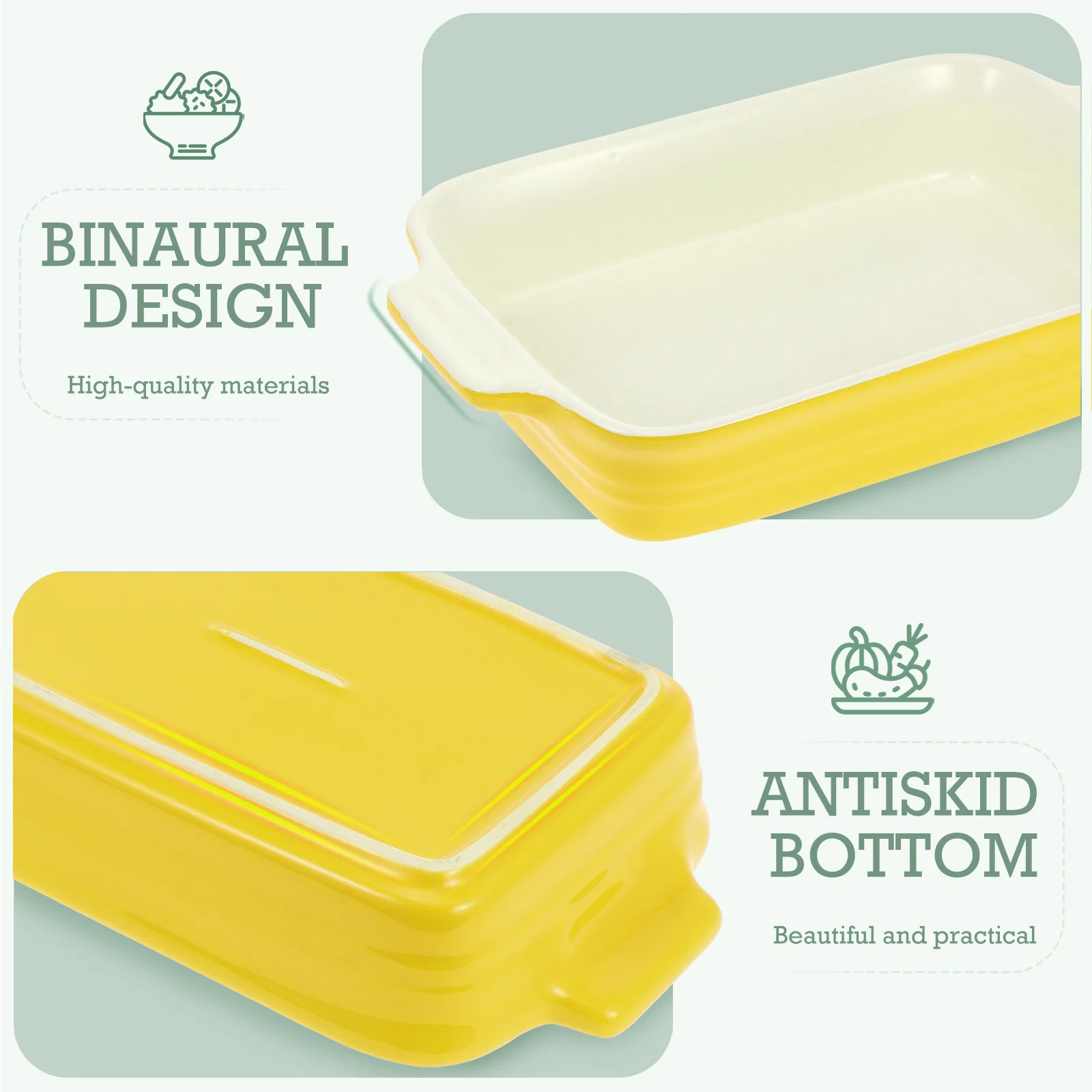 

1Pcs Multipurpose Ceramic Baking Tray Double Handle Rice Bowl Bakeware Oven Microwave Pan for Family Restaurant Hotel Use