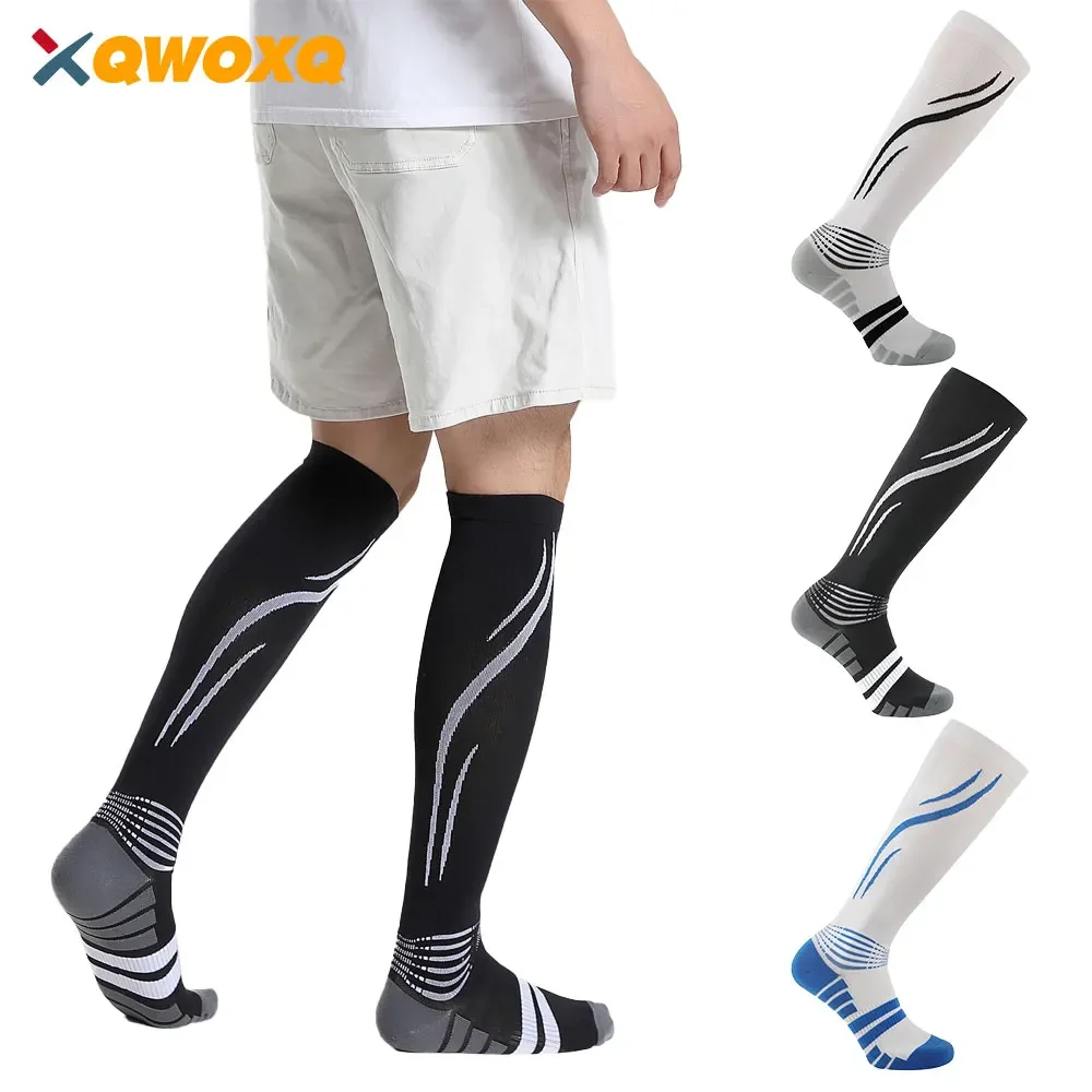 

1 Pair High Compression Socks for Women and Men Circulation 20-30 MmHg, Best for Running Athletic Hiking Travel Flight Nurses